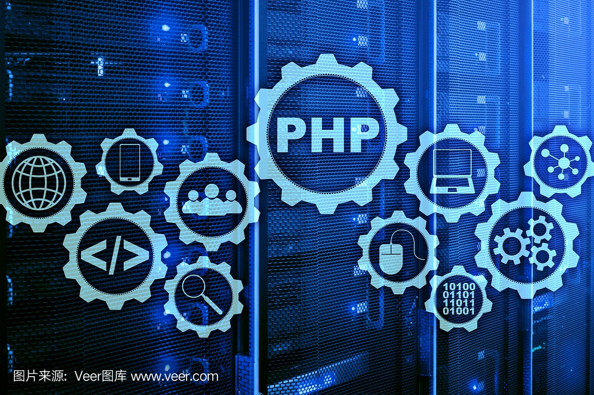 PHP编程语言。开发编程和编码技术。网络空间的概念。